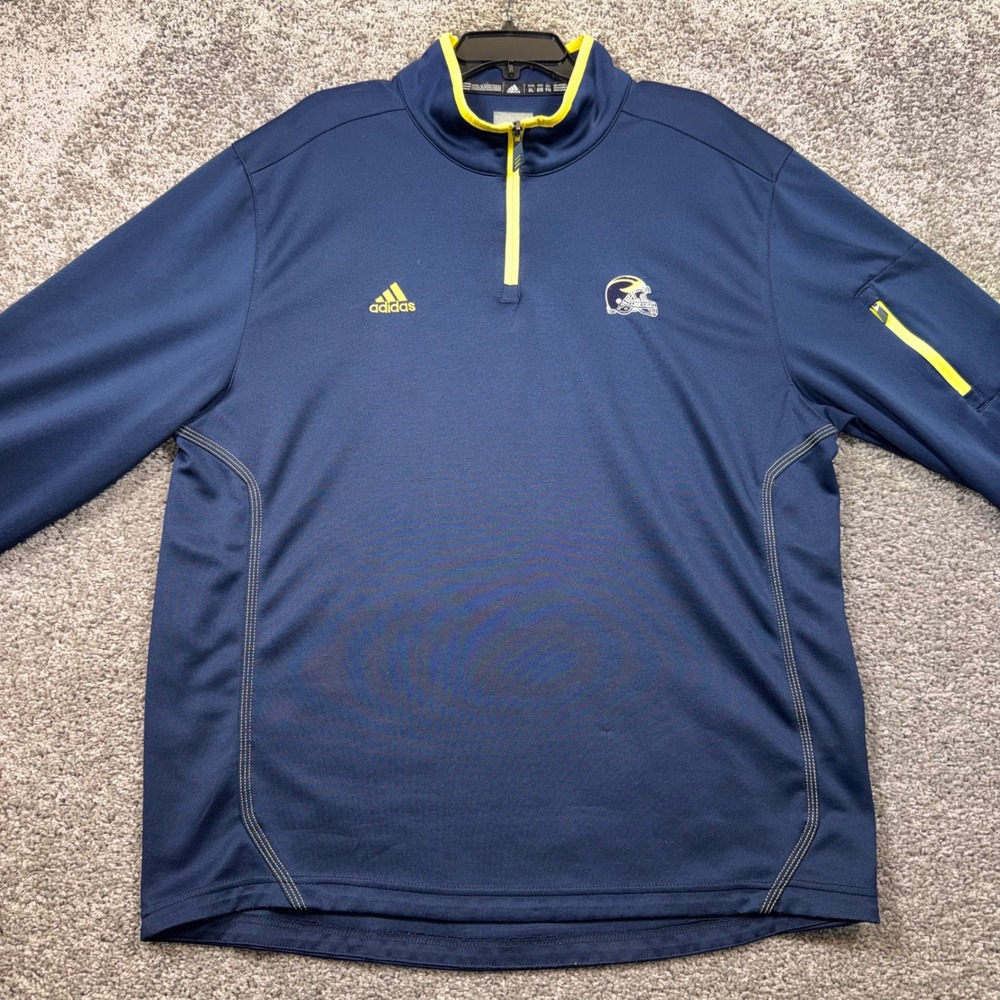 Adidas Michigan Wolverines Quarter Zip Pullover Mens Climalite Navy XL GOOD